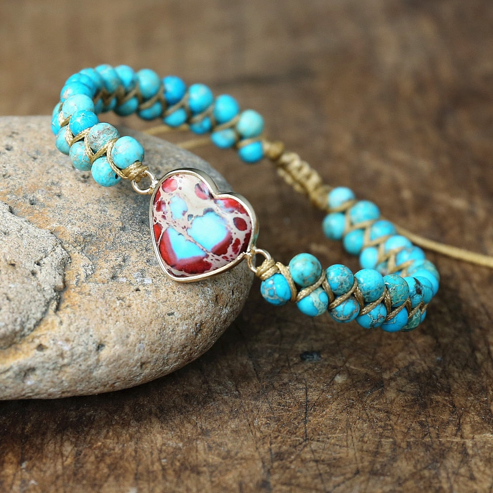 Handmade Heart Charm Turquoise Bracelets